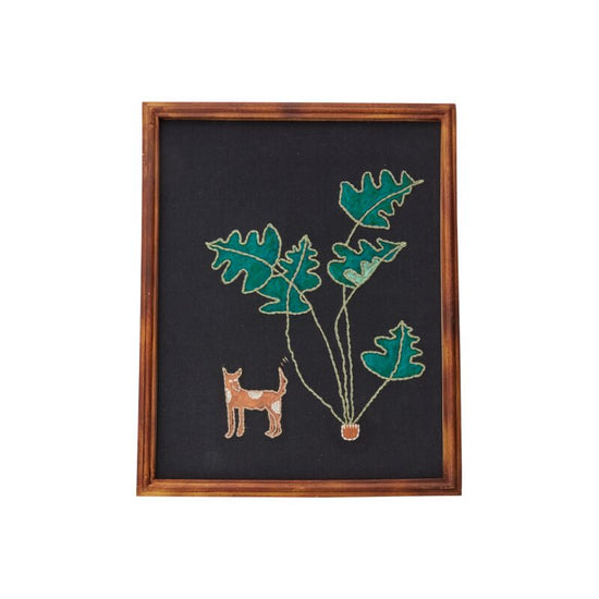 Happy Dog Embroidered Wall Art