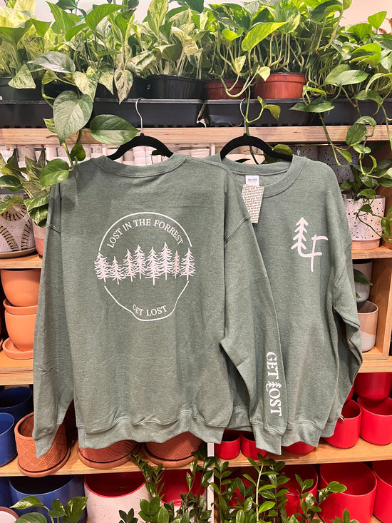 LF Circle Crewneck (White on Heathered Green)