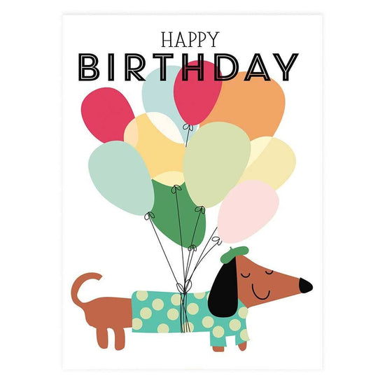 Dachshund Balloons Birthday Greeting Card