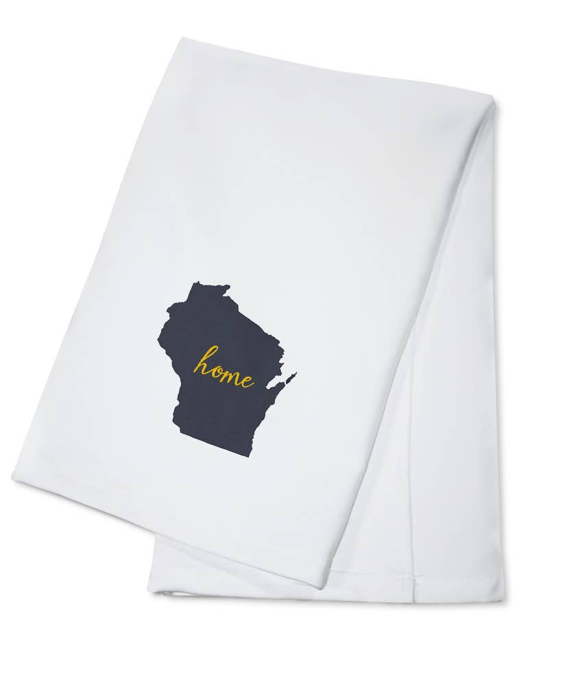 ORGANIC TEA TOWEL Wisconsin, Home State, White: Organic Tea Towel
