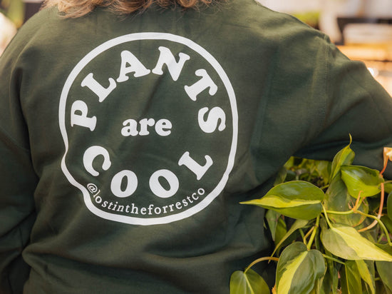 LF Plants are Cool Crewneck (White on Dark Green)