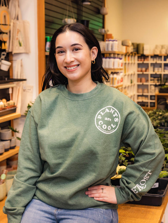 LF Plants are Cool Crewneck (White on Heathered Green)