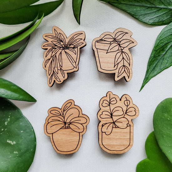 Hoya Plant Magnets (Sets of 4) - Wood Engraved