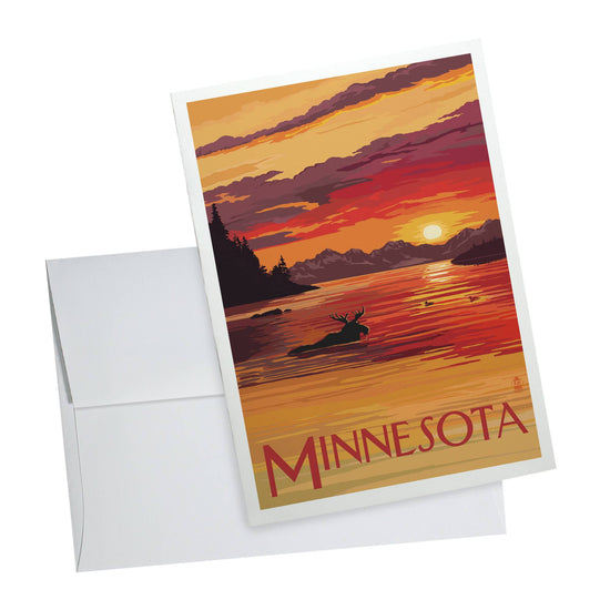 NOTECARD Minnesota, Moose Swimming