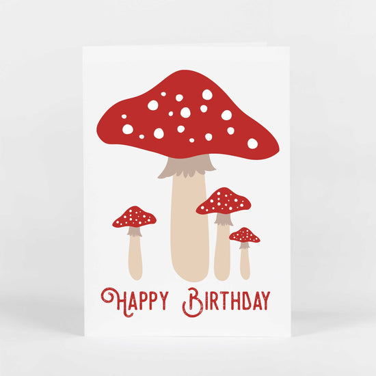 Red Mushroom Birthday Greeting Card