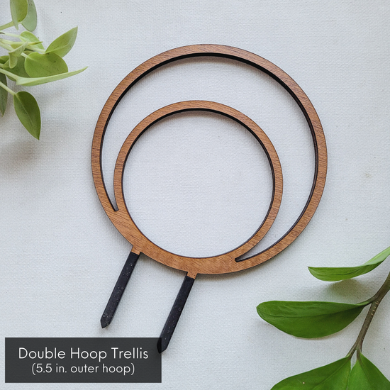 Wood Double Hoop Indoor Plant Trellis