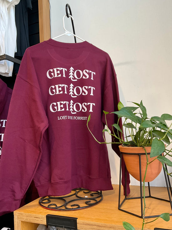 LF GET LOST Crew (White on Maroon)